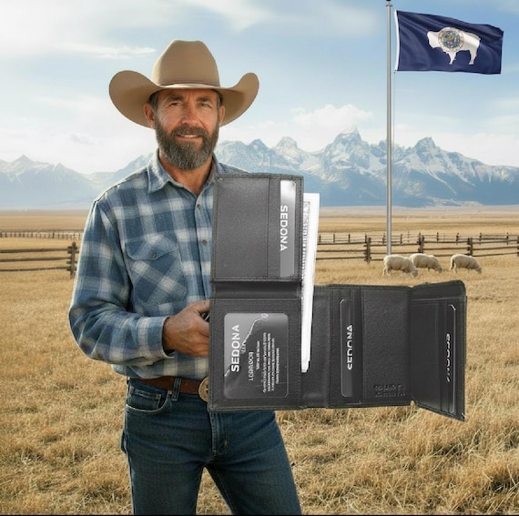 L-Shaped Trifold Wallet in Full Grain Lamb Skin Leather