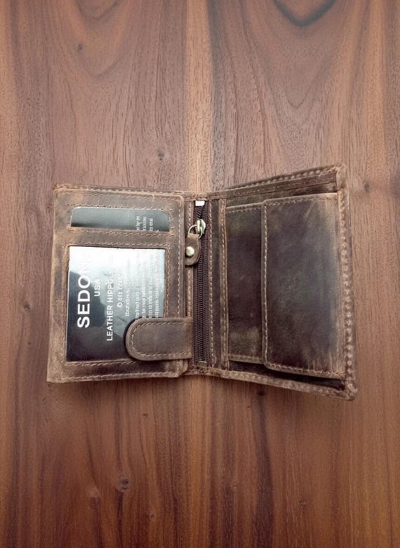 RFID Protected Buffalo Leather Bifold Wallet with Coin Pocket