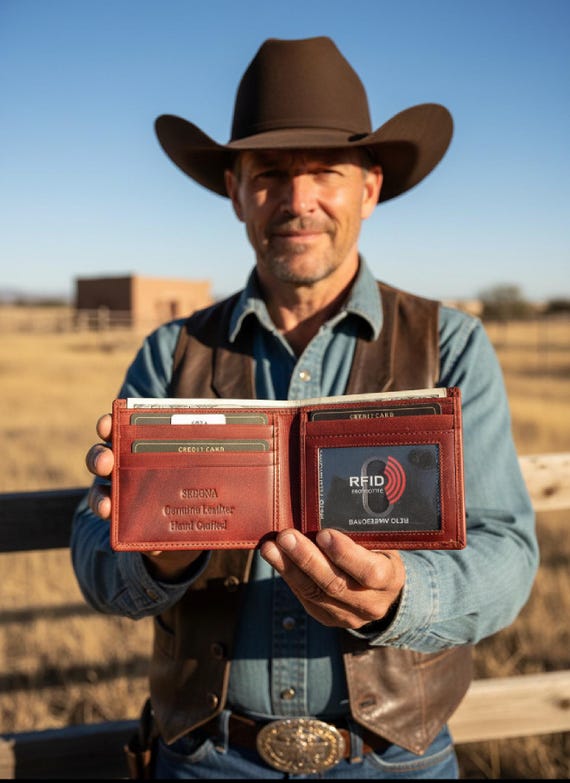 Cowhide Leather Wallet with 5 Credit Card Slots