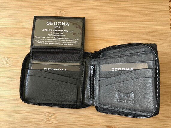Cowhide Leather Zipper Wallet with RFID Protection
