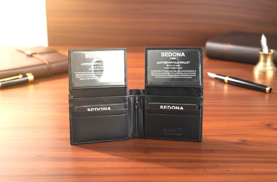 Cowhide Leather Bifold Wallet with two flaps