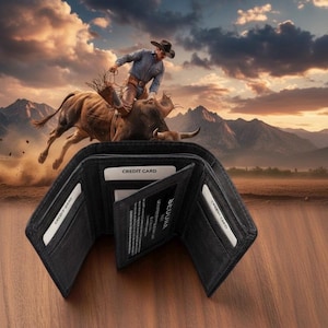 Cowhide Leather Trifold Wallet with 2 ID Windows