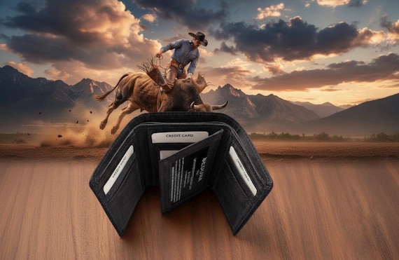 Cowhide Leather Trifold Wallet with 2 ID Windows