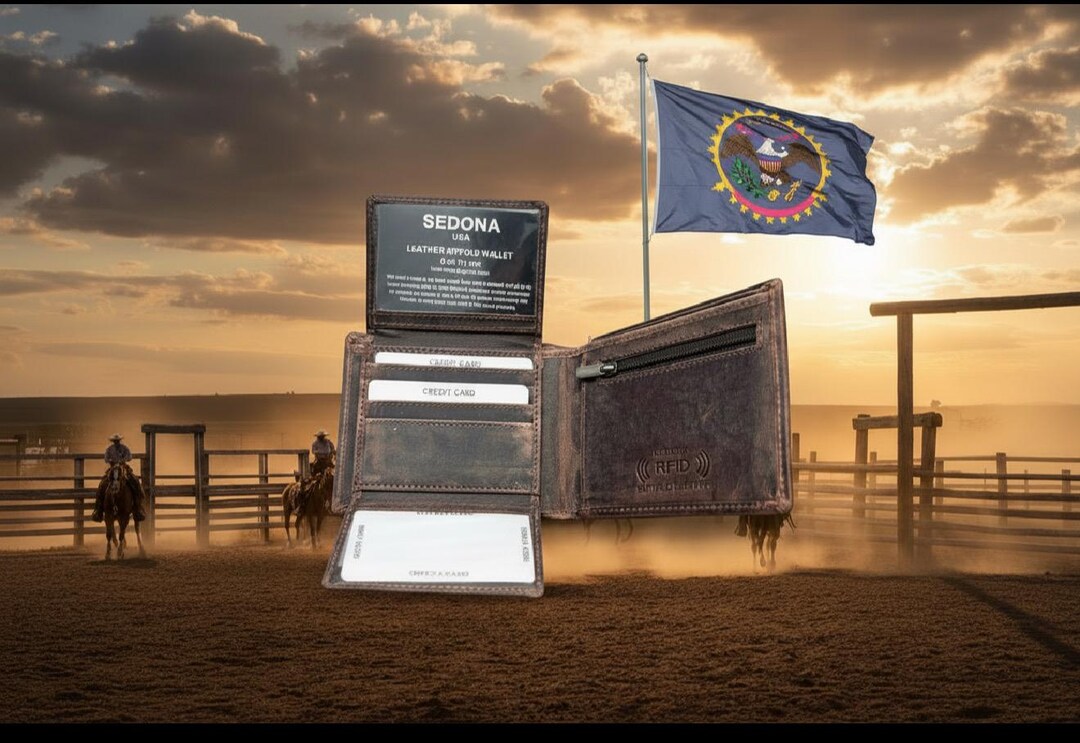 Portafoglio Lungo SEDONA RODEO In Pelle Di Bufalo Con Protezione RFID - Marrone, Stile Western