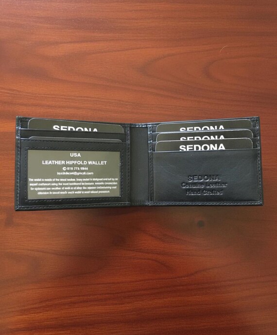 Thin Leather Bifold Wallet with 4 credit card slots