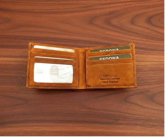 Buffalo Leather Minimalist bifold wallet with 6 card slots and RFID Protection