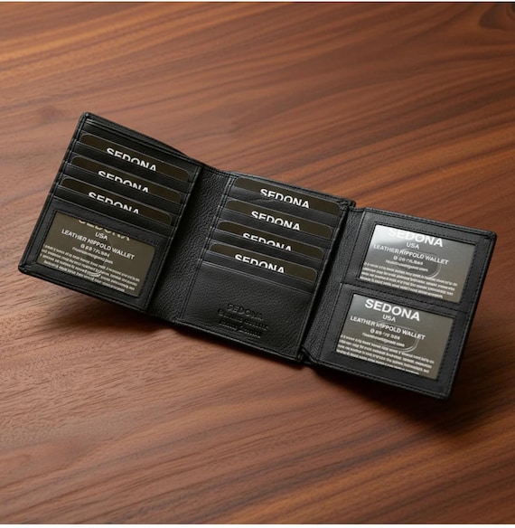 Hipster leather Trifold Wallet with 22 Credit Card Slots