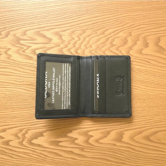 Leather Credit Card ID Case with 3 windows and RFID Protection