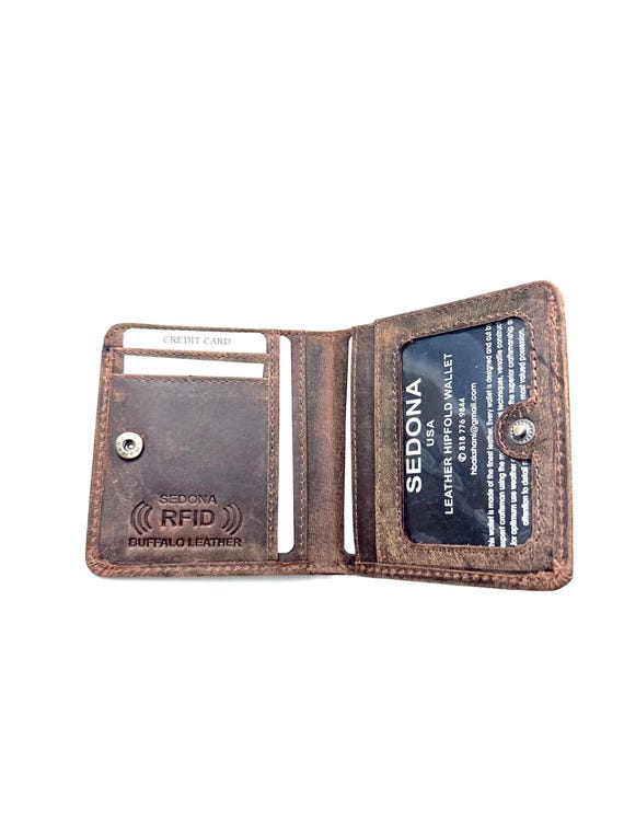 SEDONA® Buffalo Leather Minimalist Coin Purse Wallet with RFID Protection