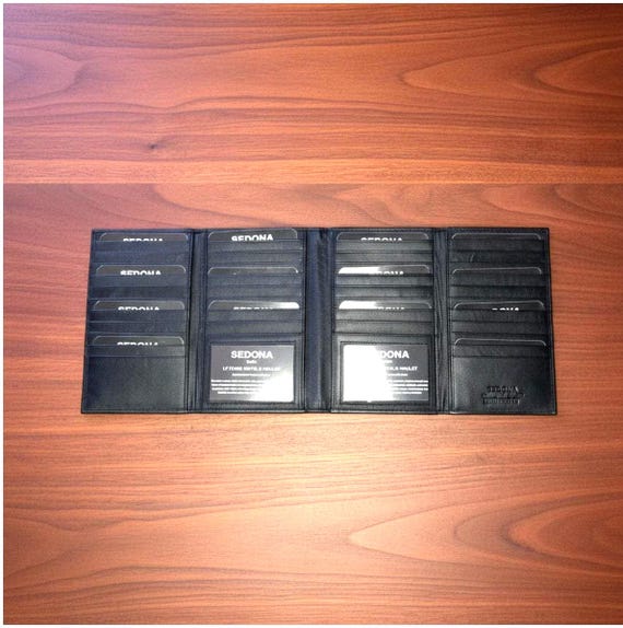 Fourfold Credit Card Holder with 38 Card Slots and 2 License Windows