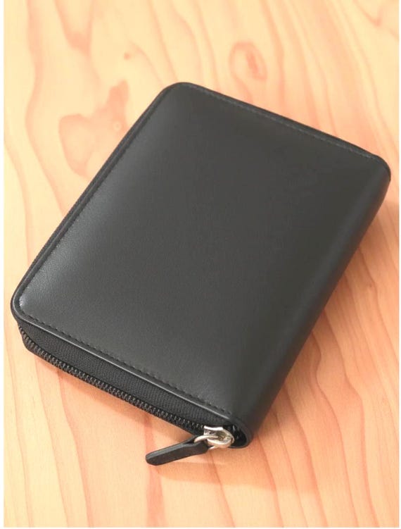 Full Grain RFID Cowhide Leather Hipster Wallet with Zipper around