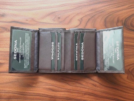 Cowhide leather fourfold wallet with RFID blocking and 16 card slots