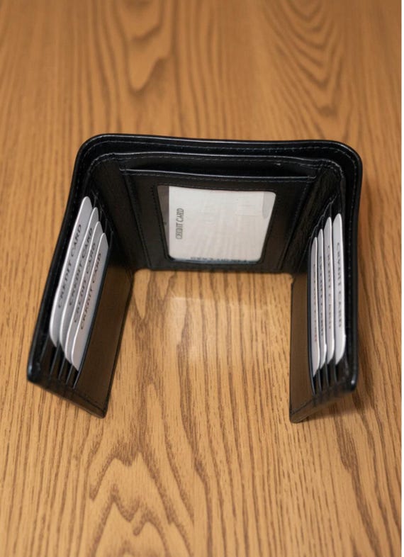 Cowhide Leather Trifold Wallet with 8 Card slots