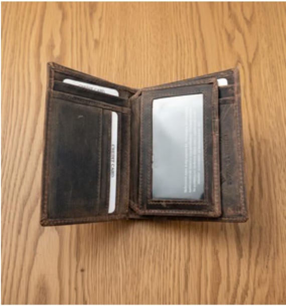 Buffalo Leather Bifold wallet with center Flap and RFID Protection