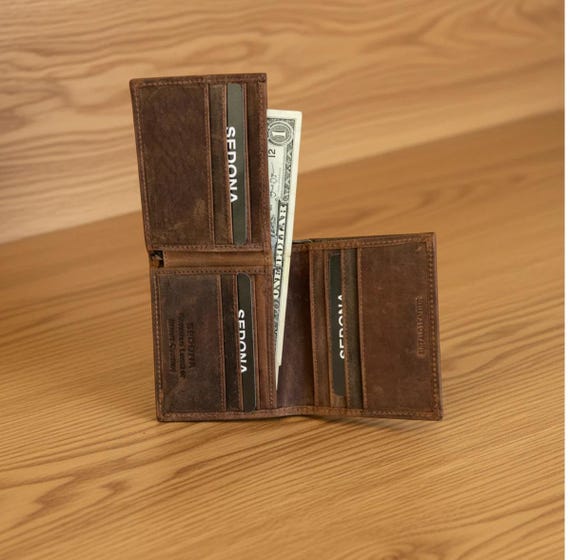 Buffalo Leather L-Shaped Wallet, Vintage finish with RFID Protection