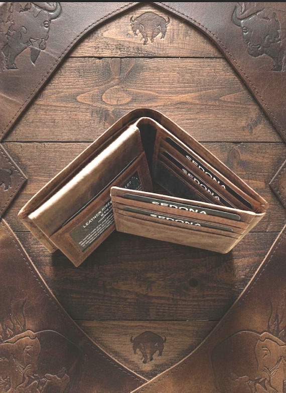 Vintage RFID Buffalo Leather Wallet with 16 Card Slots