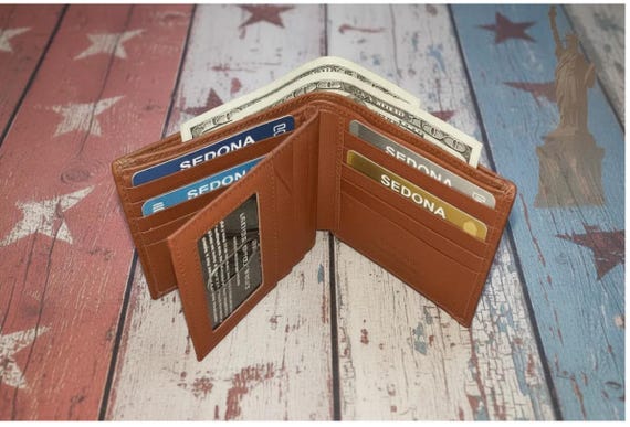 Cowhide Leather Hipster Wallet with Center Flap