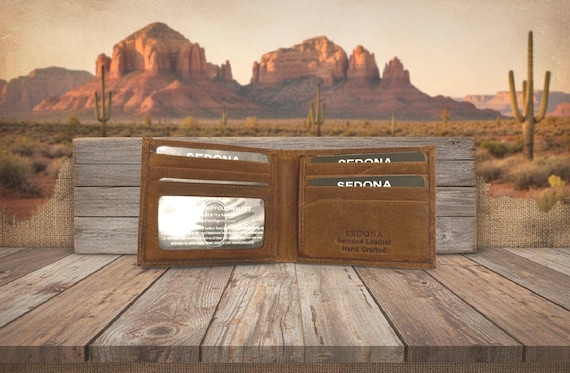 Slim Buffalo Leather Minimalist Bifold Wallet (6 Card Slots + ID Window)