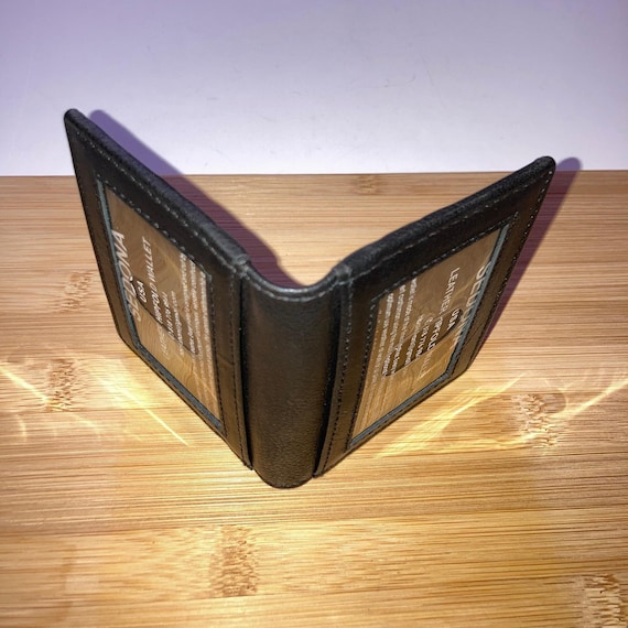 Leather Credit card case with 2 ID windows with RFID Protection