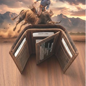 RFID Protected Trifold Leather Wallet with 2 Windows