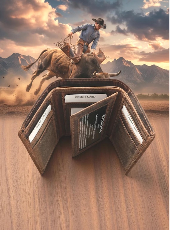 RFID Protected Buffalo Trifold Leather Wallet with 2 ID Windows