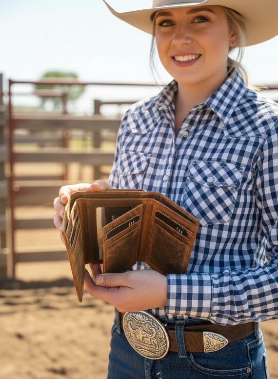 Buffalo Leather Women’s Trifold Wallet with coin purse