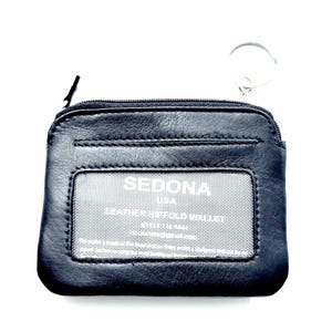 SEDONA® Leather Coin Purse with ID Window, Key Ring