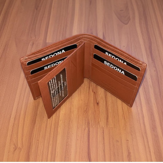 Cowhide Leather Hipster Wallet with Center Flap