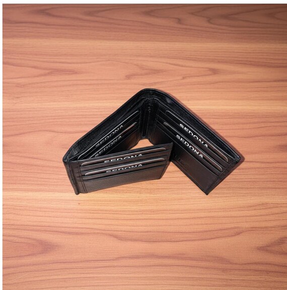 RFID Protected Cowhide Leather Bifold Wallet with Zipper in Cash Compartment