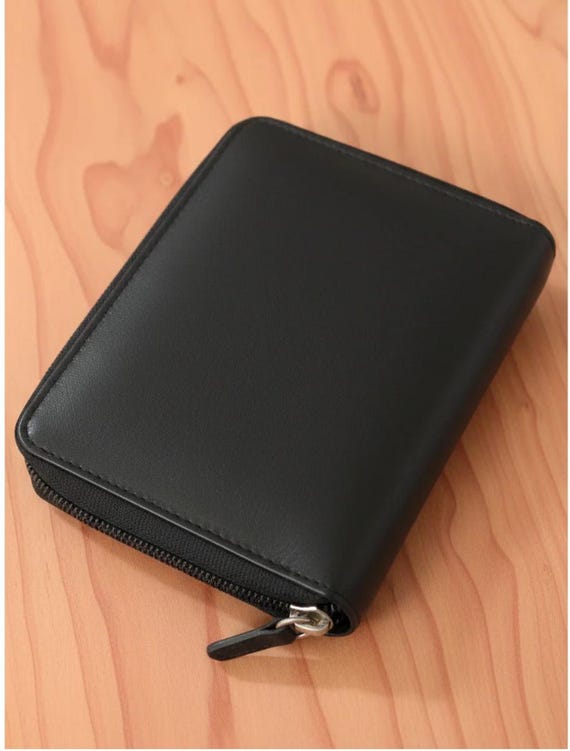 Full Grain RFID Cowhide Leather Hipster Wallet with Zipper around