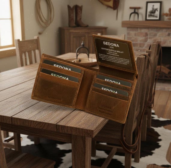 Buffalo Leather Bifold Wallet with 2 ID Slots