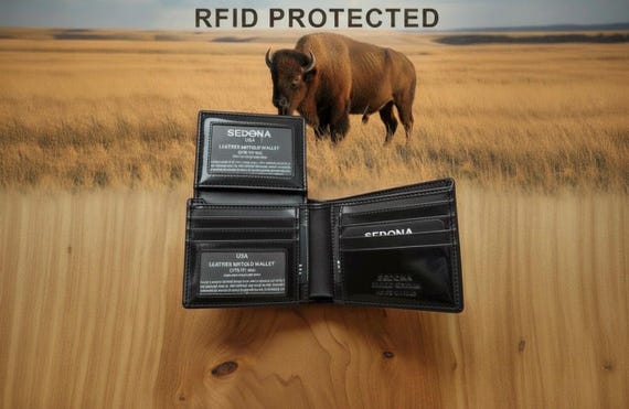 Bifold Leather RFID Wallet with 2 ID Windows