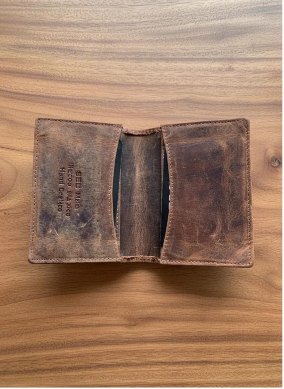 Buffalo Leather Business Card Case with 2 Gussets