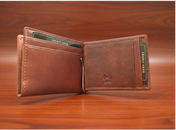 Cowhide Leather Money Clip Wallet With RFID Protection