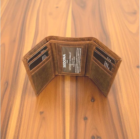 Buffalo Leather Trifold Wallet with 8 card slots