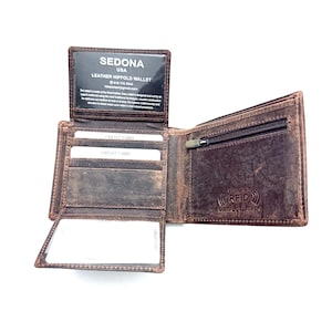 SEDONA® RFID Leather Bifold wallet with 2 id windows and coin pocket