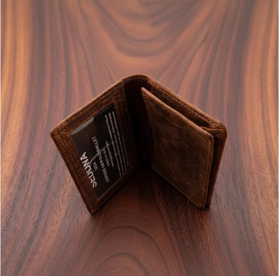 Buffalo Leather Business Card Case with RFID Security