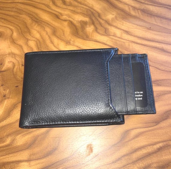 RFID Cowhide Leather Wallet with Pullout ID Card case