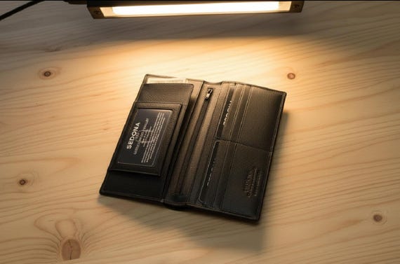 Slim Long Wallet Cowhide Leather