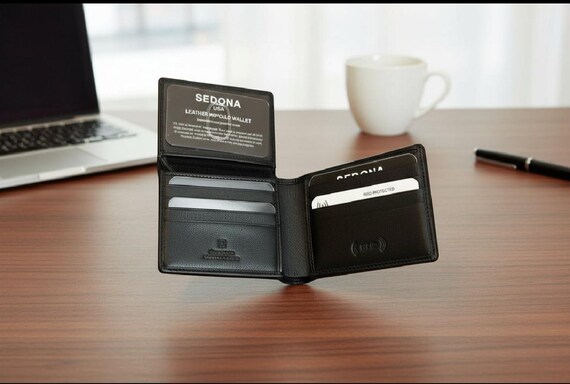 Full Grain Cowhide Leather Bifold Wallet  with 2 License windows