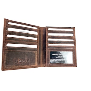 Portefeuille à deux volets taille basse SEDONA® en cuir de buffle avec protection RFID