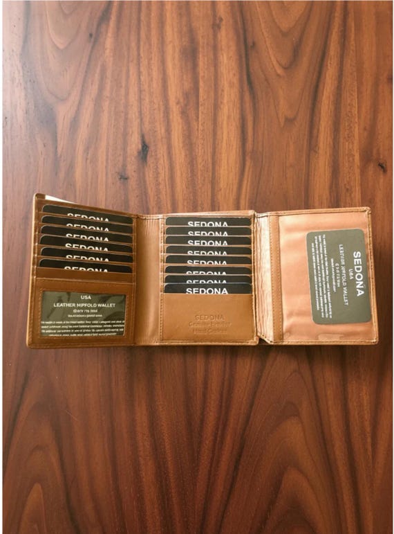 Cowhide Leather Hipster Trifold Wallet