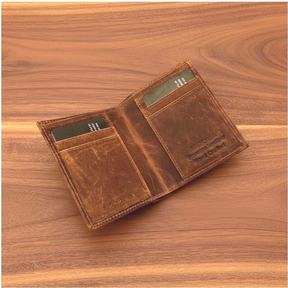Buffalo leather Minimalist wallet with Cash Compartment