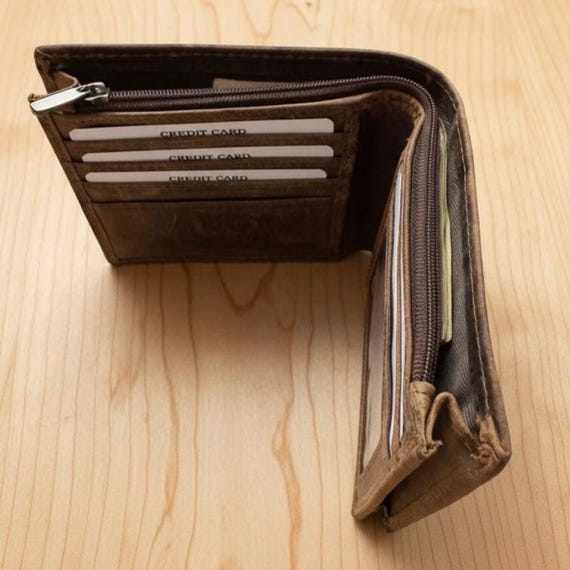 Buffalo Leather RFID wallet with extended cash compartment