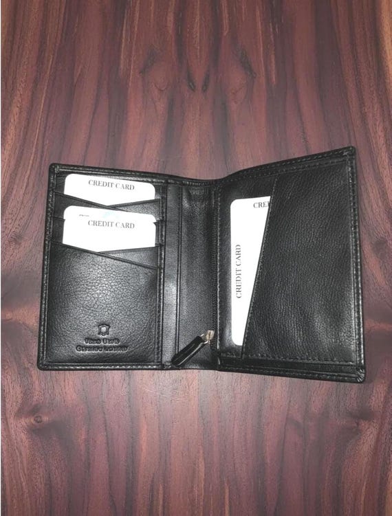 Minimalist Full Grain Leather Bifold Wallet with Zipper
