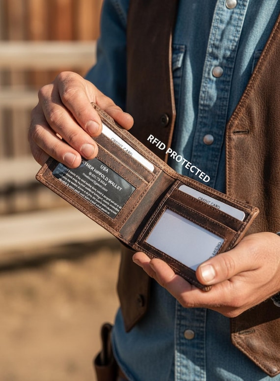 Minimalist Buffalo Leather wallet with 2 ID Windows
