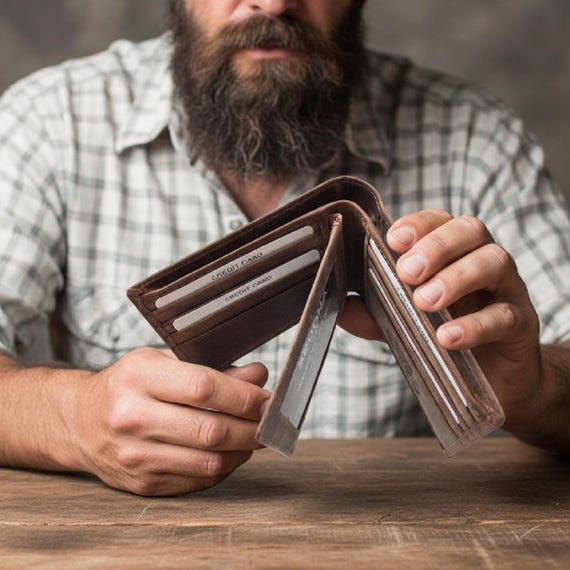 Vintage Buffalo Leather Wallet with middle flap
