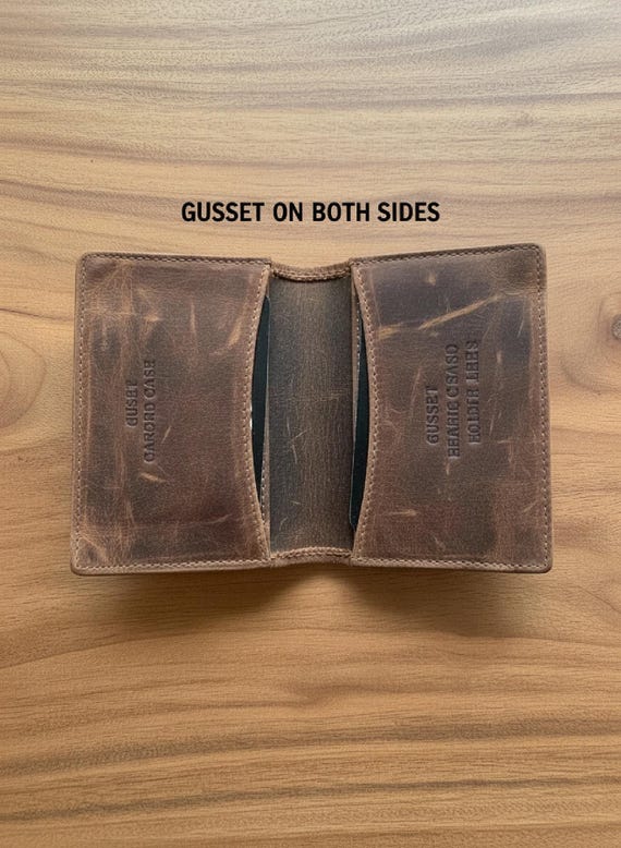 Buffalo Leather Business Card Case with 2 Gussets