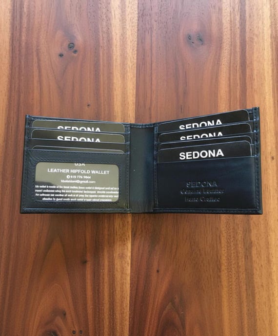 Cowhide Leather bifold wallet with 6 card slots