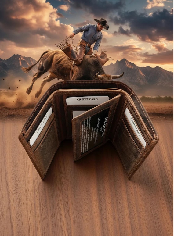 RFID Protected Buffalo Trifold Leather Wallet with 2 ID Windows